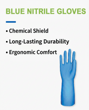 Unlined Blue Nitrile Powder Free Chemical Resistant Glove