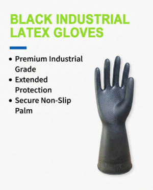 Heavy-Duty Industrial Black Latex Abrasion Resistant Glove