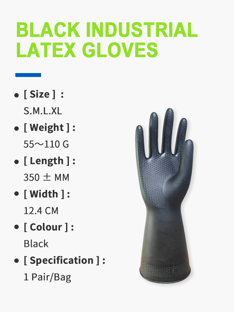 Heavy-Duty Industrial Black Latex Abrasion Resistant Glove - Image 2